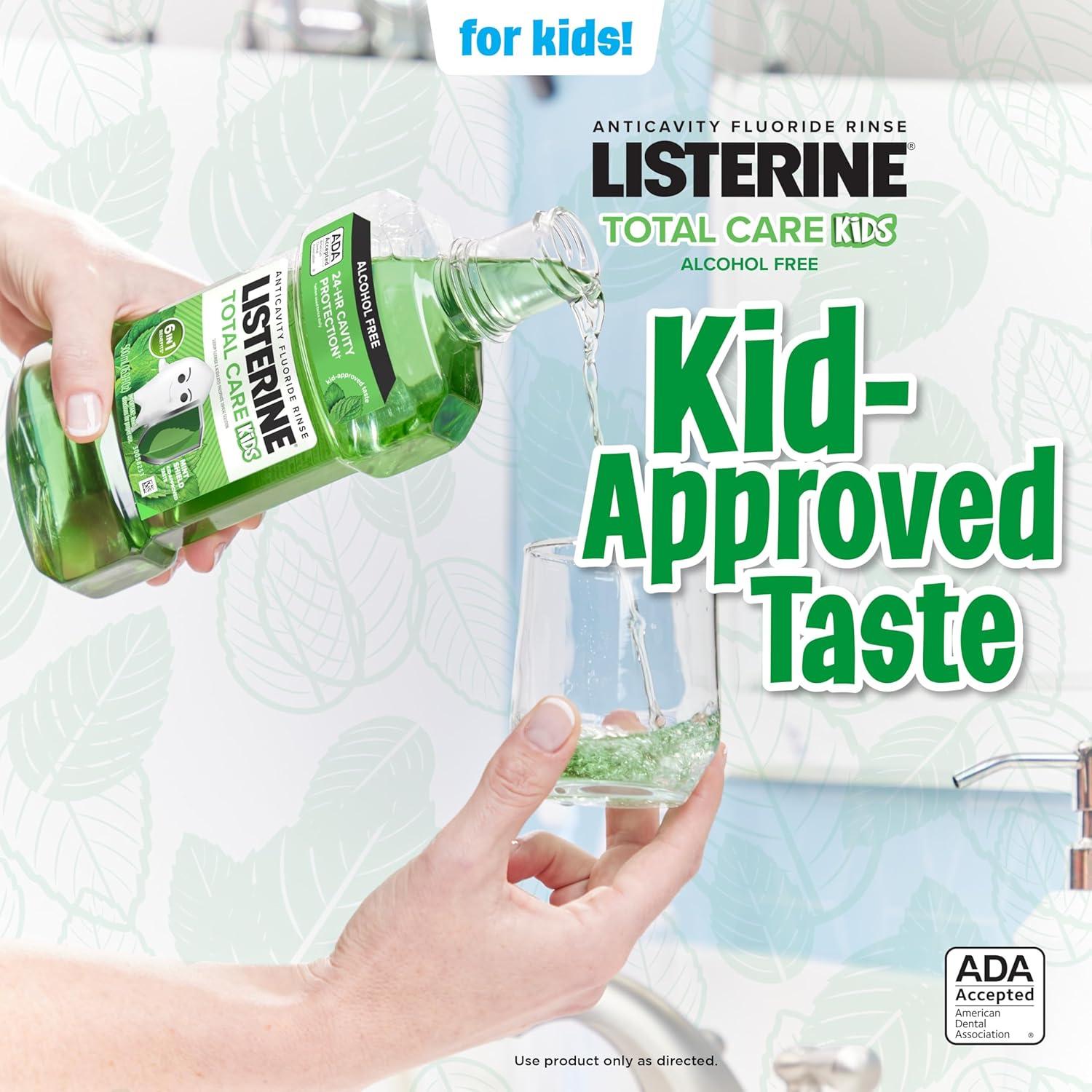 imageListerine Smart Rinse Kids AlcoholFree Anticavity Sodium Fluoride Mouthwash ADA Accepted Oral Rinse for Dental Cavity Protection Mint Shield Flavor for Childrens Oral Care 500 mL Pack of 6Mint
