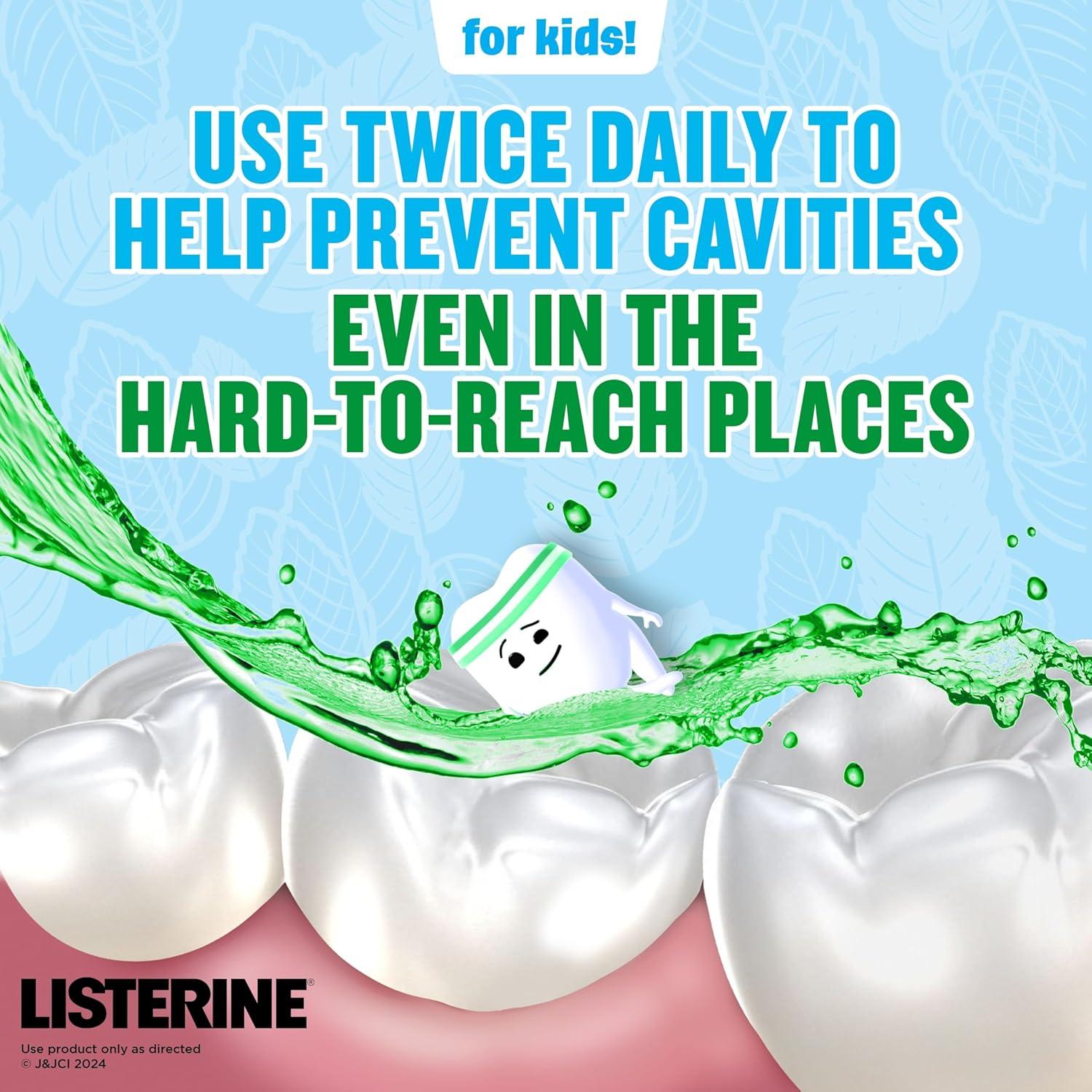 imageListerine Smart Rinse Kids AlcoholFree Anticavity Sodium Fluoride Mouthwash ADA Accepted Oral Rinse for Dental Cavity Protection Mint Shield Flavor for Childrens Oral Care 500 mL Pack of 6Mint