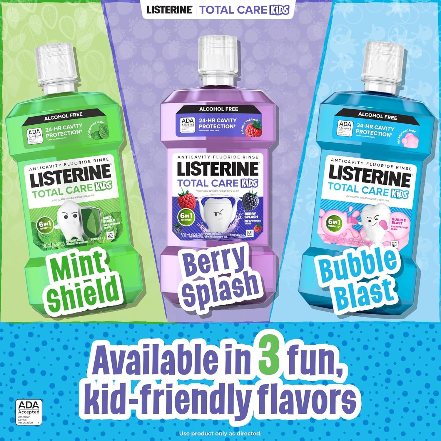 imageListerine Smart Rinse Kids AlcoholFree Anticavity Sodium Fluoride Mouthwash ADA Accepted Oral Rinse for Dental Cavity Protection Mint Shield Flavor for Childrens Oral Care 500 mL Pack of 6Mint