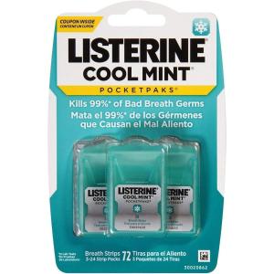 imageListerine Cool Mint Pocketpacks Breath Strips 288 Ct Pack of 4