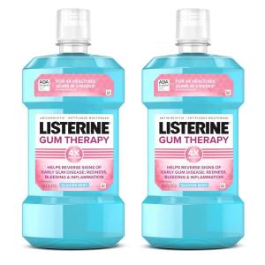 imageListerine Gum Therapy Antiplaque ampamp AntiGingivitis Mouthwash Oral Rinse to Help Reverse Signs of Early Gingivitis Like Bleeding Gums ADA Accepted Glacier Mint 1 L3382 Fl Oz Pack of 2