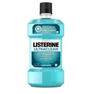 imageListerine Ultraclean Oral Care Antiseptic Mouthwash Everfresh Technology to Help Fight Bad Breath Gingivitis Plaque ampamp Tartar ADAAccepted Oral Rinse Cool Mint 1 L Pack of 2Cool Mint