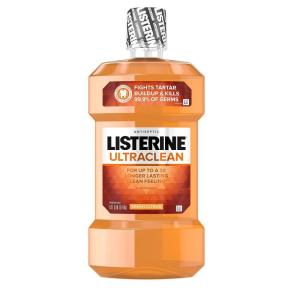 imageListerine Ultraclean Oral Care Antiseptic Mouthwash Everfresh Technology to Help Fight Bad Breath Gingivitis Plaque ampamp Tartar ADAAccepted Oral Rinse Cool Mint 1 L Pack of 2Fresh Citrus
