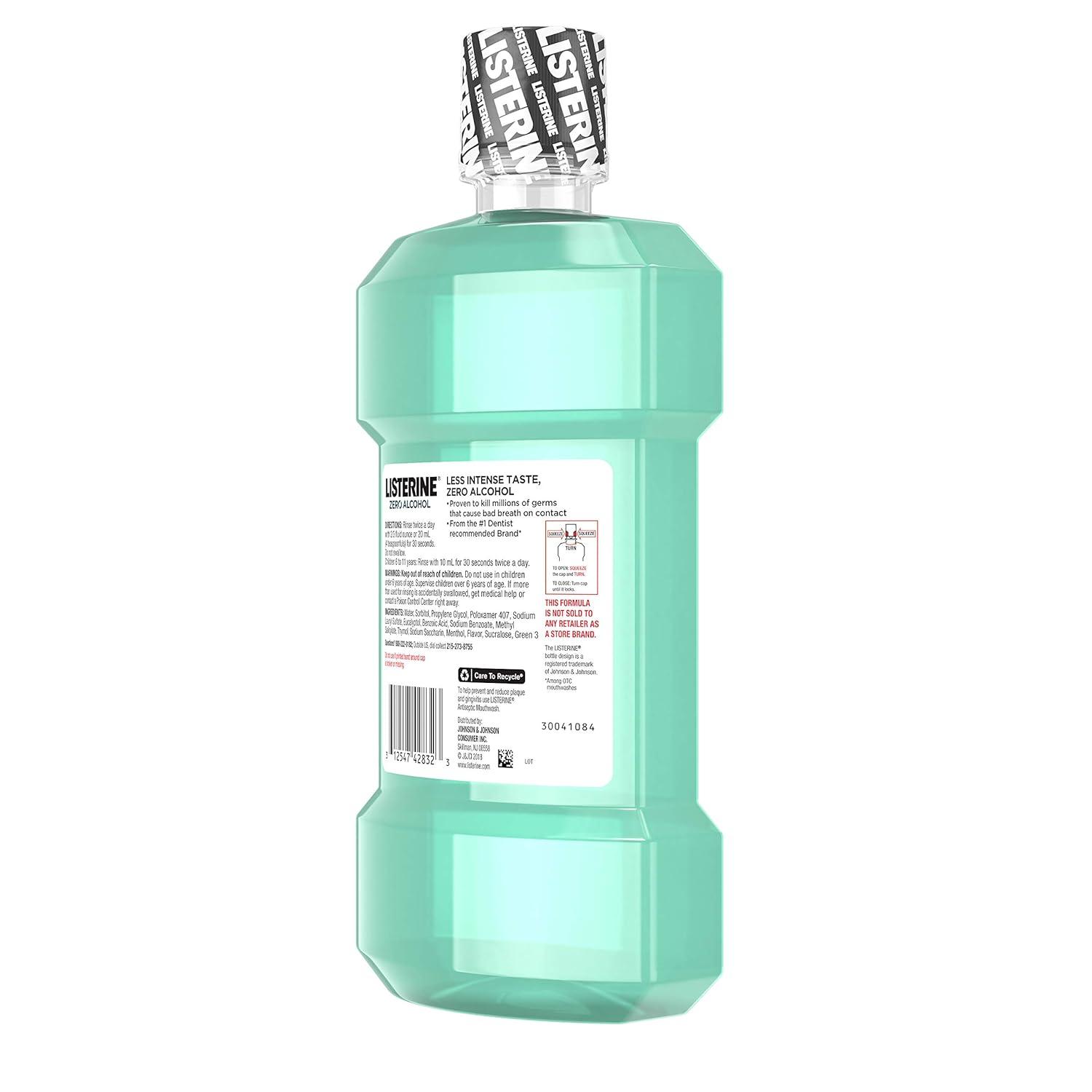 imageListerine Alcohol Free Mouthwash Less Intense AlcoholFree Oral Care Formula for Bad Breath Cool Mint Flavor 32 fl ozClean Mint