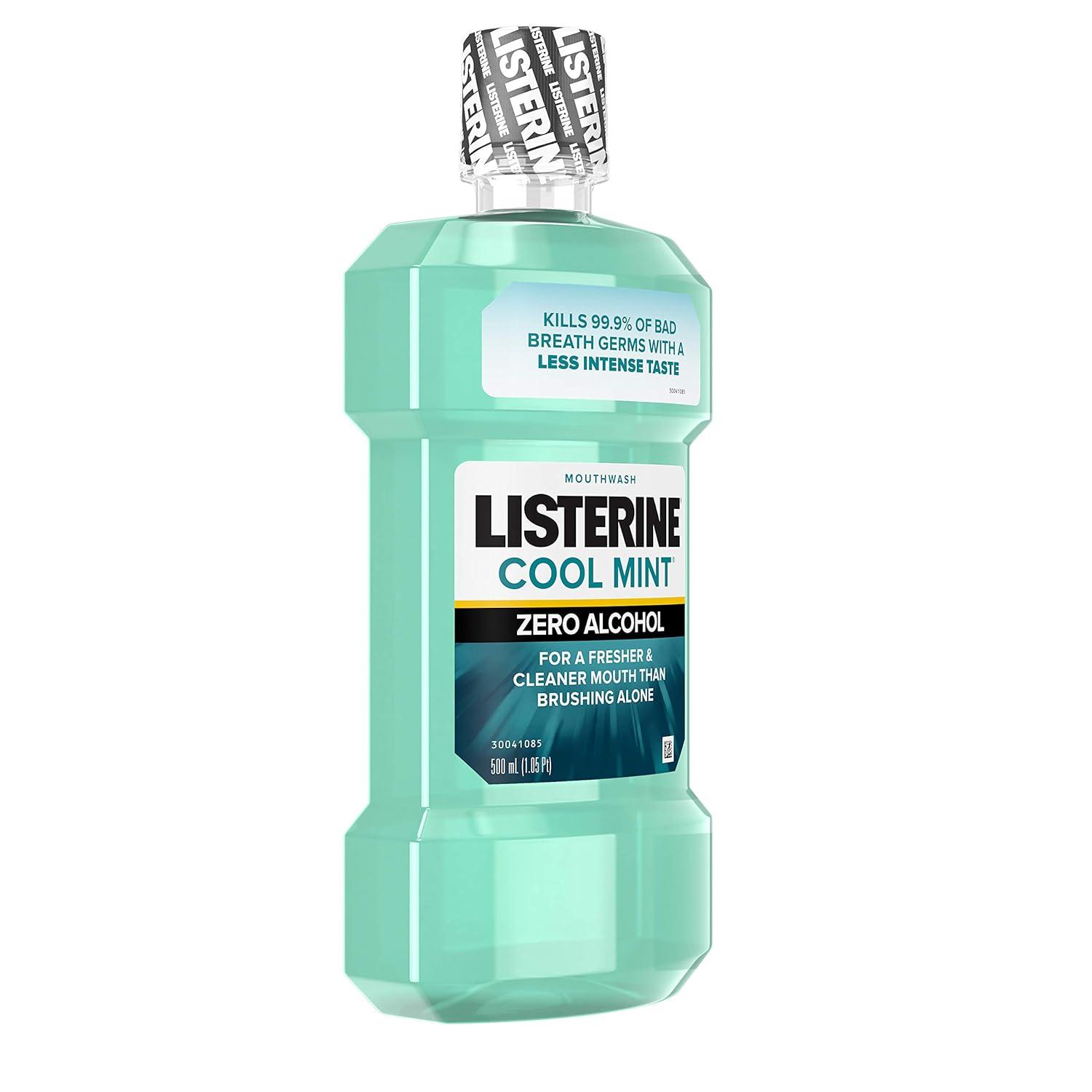 imageListerine Alcohol Free Mouthwash Less Intense AlcoholFree Oral Care Formula for Bad Breath Cool Mint Flavor 32 fl ozClean Mint