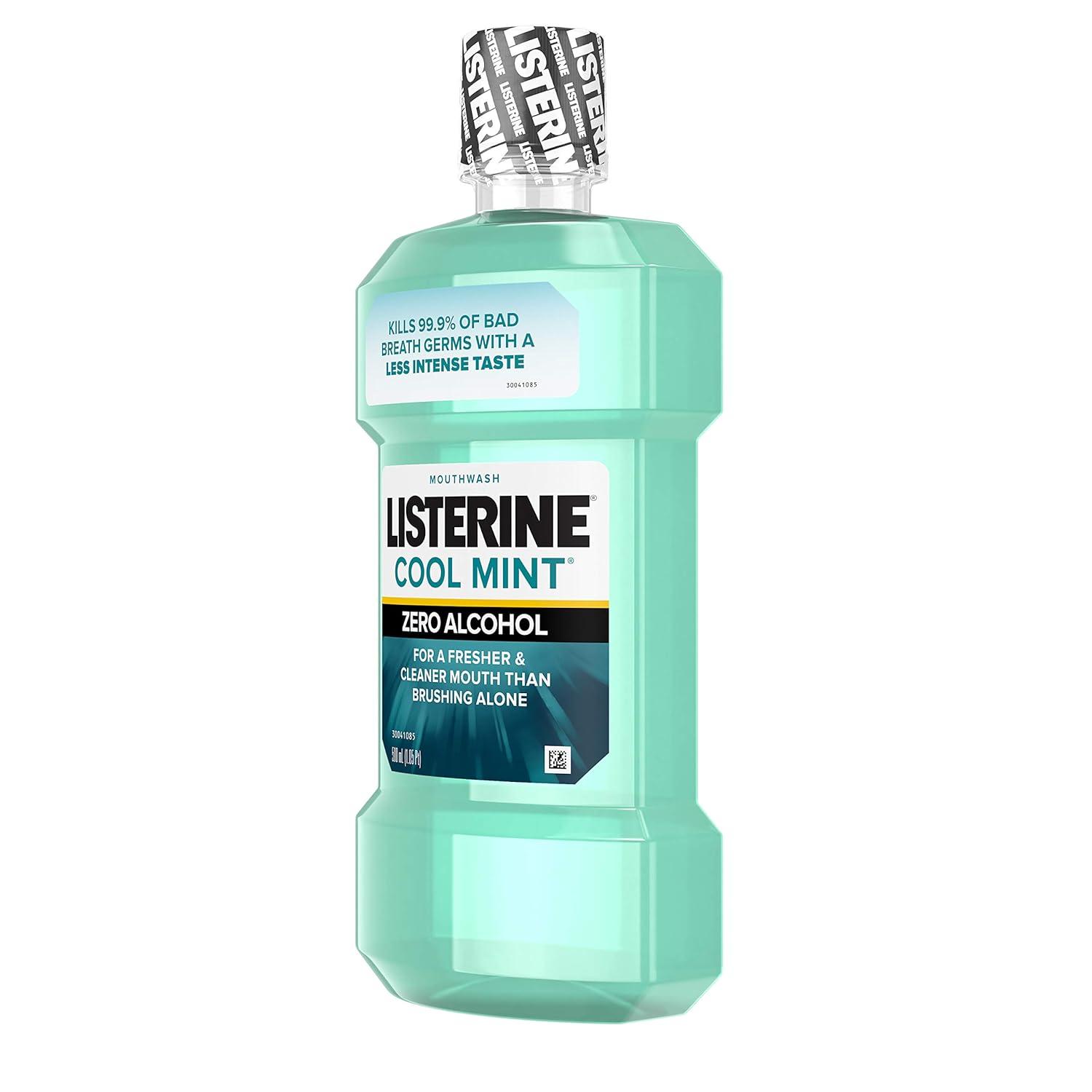 imageListerine Alcohol Free Mouthwash Less Intense AlcoholFree Oral Care Formula for Bad Breath Cool Mint Flavor 32 fl ozClean Mint