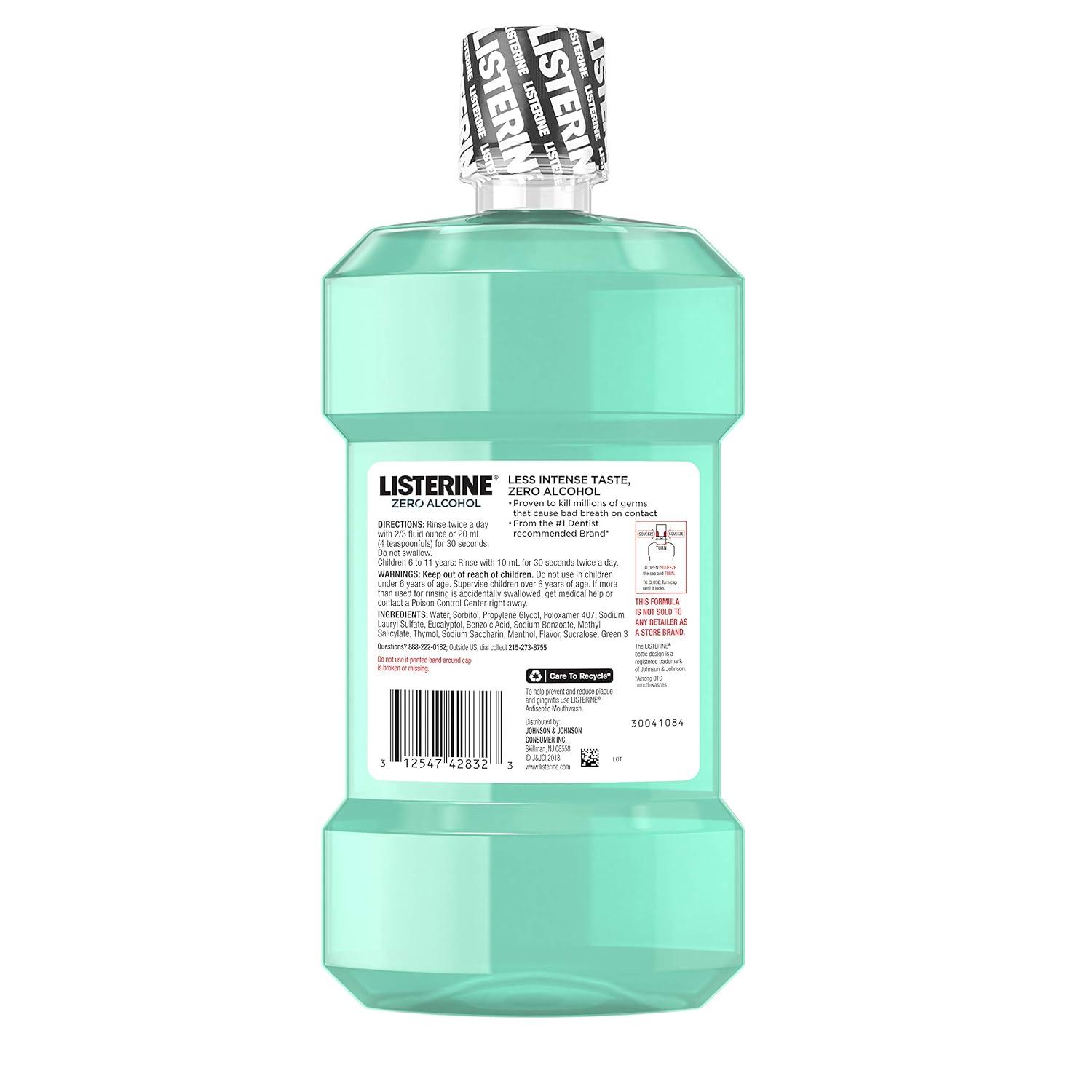 imageListerine Alcohol Free Mouthwash Less Intense AlcoholFree Oral Care Formula for Bad Breath Cool Mint Flavor 32 fl ozClean Mint