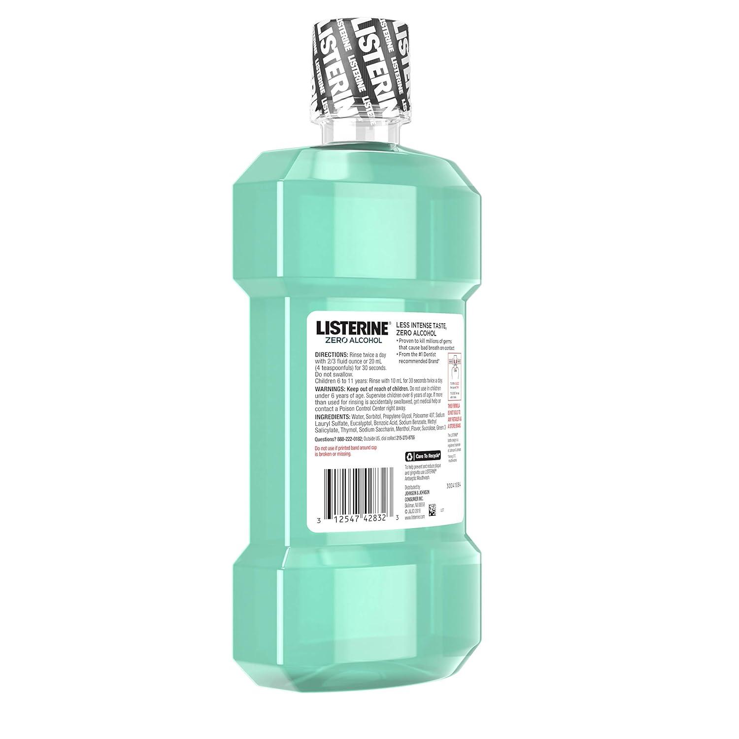 imageListerine Alcohol Free Mouthwash Less Intense AlcoholFree Oral Care Formula for Bad Breath Cool Mint Flavor 32 fl ozClean Mint