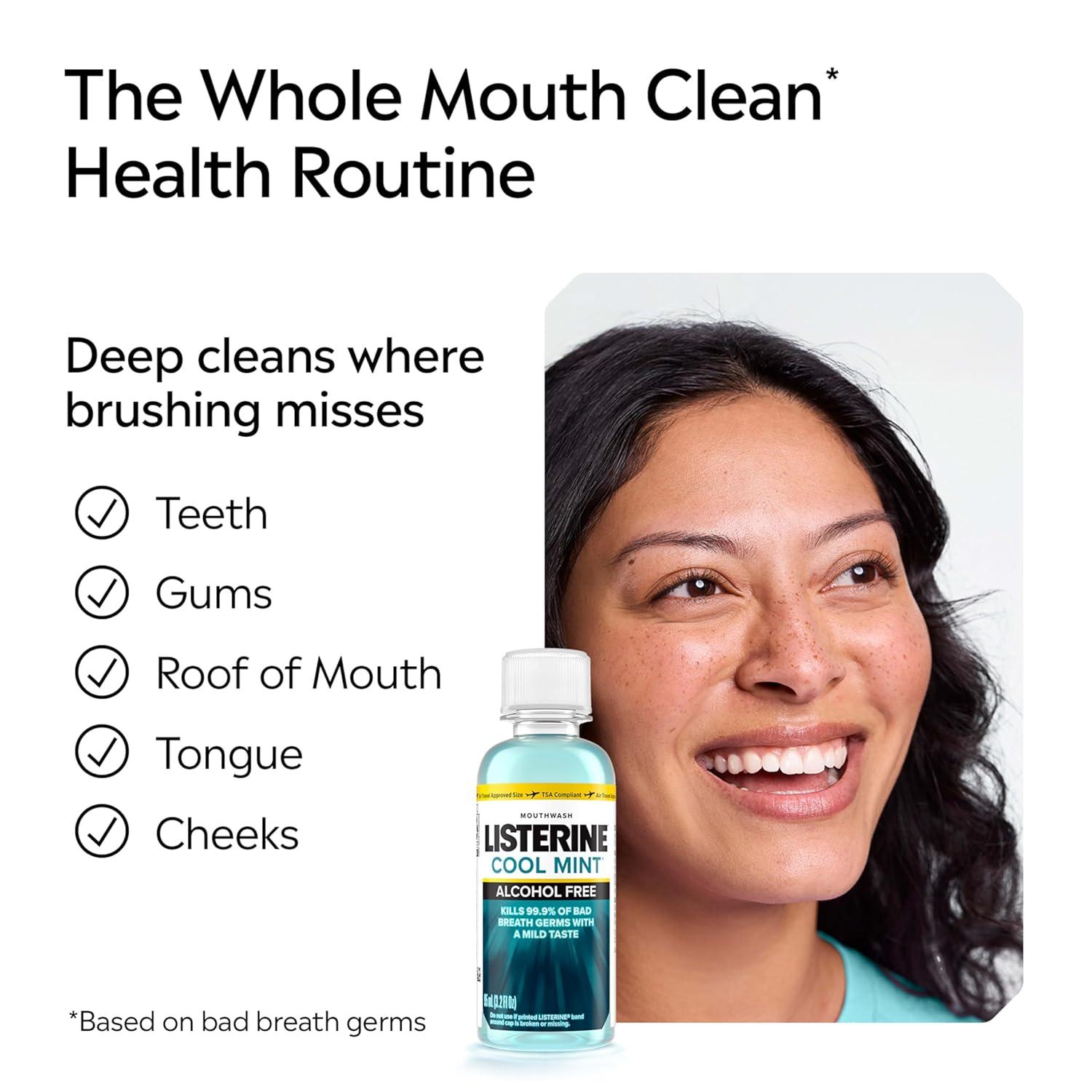 imageListerine Alcohol Free Mouthwash Less Intense AlcoholFree Oral Care Formula for Bad Breath Cool Mint Flavor 32 fl ozCool Mint