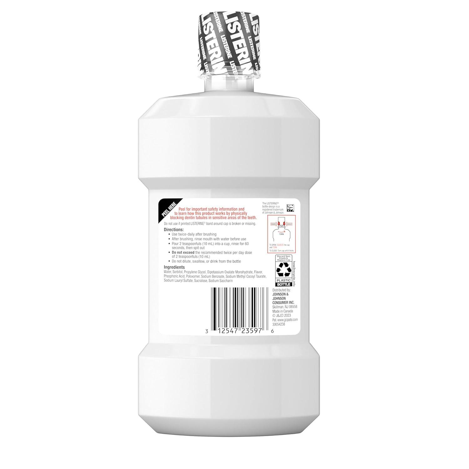 imageListerine Sensitivity Alcohol Free Mouthwash for Sensitive Teeth Bad Breath Treatment Oral Rinse for Adults Fresh Mint Flavor 500 mL 2 Pack