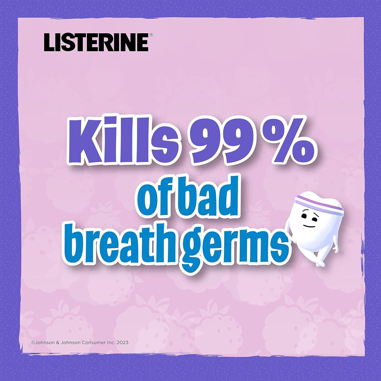 imageListerine Smart Rinse Kids AlcoholFree Anticavity Fluoride Mouthwash for Cavity Protection Berry Splash Flavor 500 mL Pack of 2 Purple