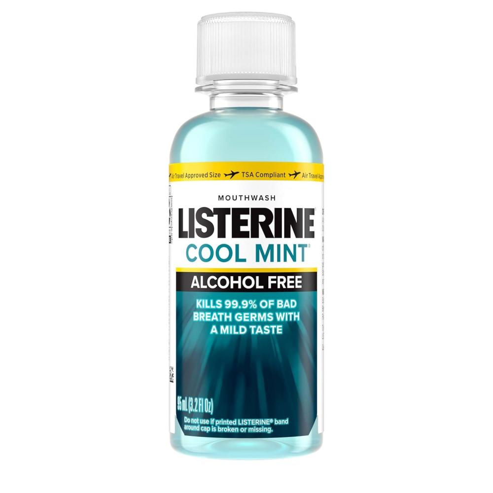 imageListerine Alcohol Free Mouthwash Less Intense AlcoholFree Oral Care Formula for Bad Breath Cool Mint Flavor 32 fl ozCool Mint