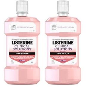 imageListerine Clinical Solutions Gum Health Antiseptic Mouthwash Antigingivitis ampamp Antiplaque Oral Rinse Helps Prevent Buildup ampamp Immediately Kills Germs for Healthier Gums ICY Mint 1 L169 Fl Oz Pack of 2