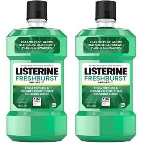 imageListerine Freshburst Antiseptic Mouthwash with GermKilling Oral Care Formula to Fight Bad Breath Plaque and Gingivitis 500 mL Pack of 2Freshburst Listerine