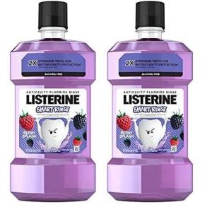 imageListerine Smart Rinse Kids AlcoholFree Anticavity Fluoride Mouthwash for Cavity Protection Berry Splash Flavor 500 mL Pack of 2 Purple