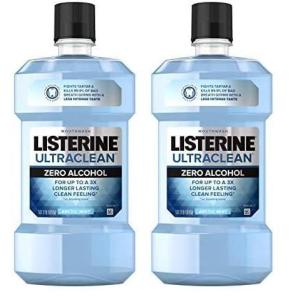 imageListerine Ultraclean Alcohol Free Tartar Control Mouthwash Oral Rinse to Help Fight Bad Breath and Tartar for Cleaner Naturally White Teeth Arctic Mint Flavor 500 mL338 Fl Oz Pack of 2