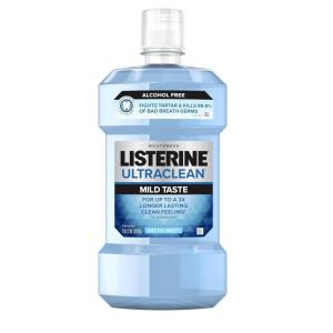 imageListerine Ultraclean Alcohol Free Tartar Control Mouthwash Oral Rinse to Help Fight Bad Breath and Tartar for Cleaner Naturally White Teeth Arctic Mint Flavor 500 mL338 Fl Oz Pack of 1