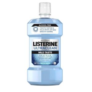 imageListerine Ultraclean Alcohol Free Tartar Control Mouthwash Oral Rinse to Help Fight Bad Breath and Tartar for Cleaner Naturally White Teeth Arctic Mint Flavor 500 mL169 Fl Oz Pack of 1