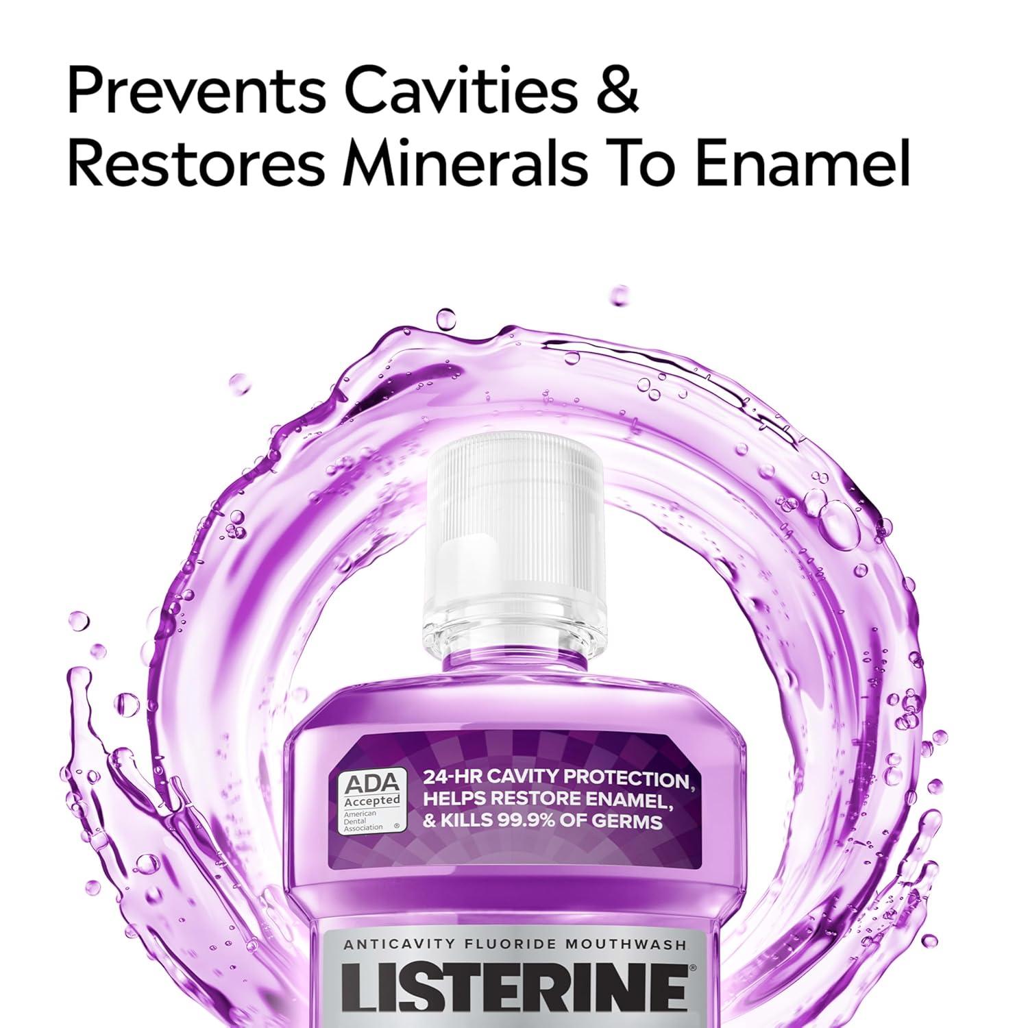 imageListerine Total Care Anticavity Fluoride Mouthwash 6 Benefits in 1 Oral Rinse Helps Kill 999 of Bad Breath Germs Prevents Cavities Strengthens Enamel ADAAccepted Fresh Mint 250 mL85 Fl Oz Pack of 1